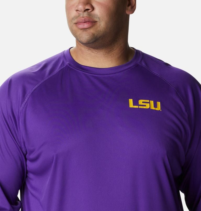 Columbia Collegiate PFG Terminal Tackle Long Sleeve - LSU Gensere Herre Lilla | Plus Size 01872P